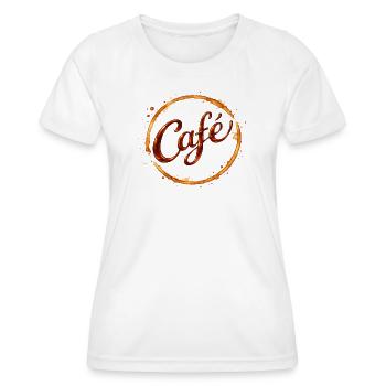 Coffee Kaffeetassenabdruck Illustration  - Frauen Funktions-T-Shirt - Weiß - Vorne - AI Model Female 172 dark (172cm)