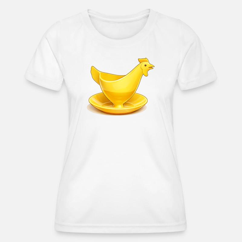 Yellow GDR egg cup, Ostalgie - Women's Functional T-Shirt - white