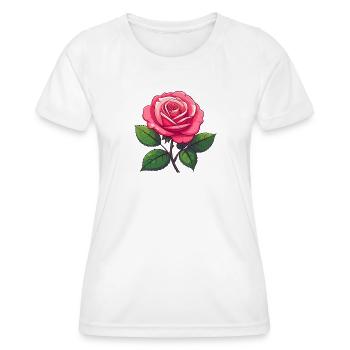 Rosa Rose - Frauen Funktions-T-Shirt - Weiß - Vorne - AI Model Female 172 dark (172cm)