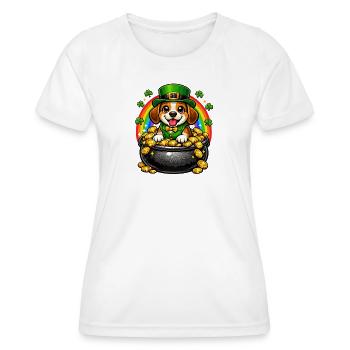 Beagle Leprechaun Jour de la Saint-Patrick - T-shirt sport Femme - blanc - Devant - AI Model Female 172 dark (172cm)