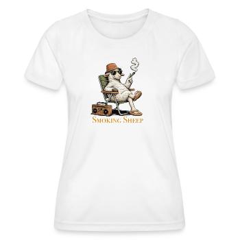 Rauchendes Schaf im Chill-Modus - Frauen Funktions-T-Shirt - Weiß - Vorne - AI Model Female 172 dark (172cm)