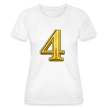 Goldene Vier Ziffer – Luxus Typografie - Frauen Funktions-T-Shirt - Weiß - Vorne - AI Model Female 172 dark (172cm)