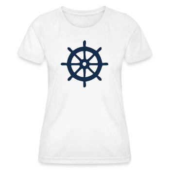 Steering Wheel, Ship, Boating, Sailing, Gift - Women's Functional T-Shirt - white - Front - AI Model Female 172 dark (172cm)