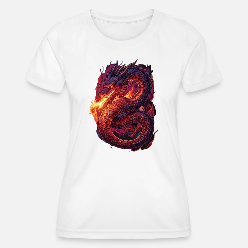 Fiery Dragon Storm - Women's Functional T-Shirt - white