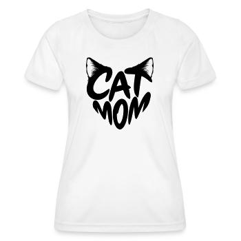 Cat Mom, Katzenmama Herz Typo mit Katzenohren - Frauen Funktions-T-Shirt - Weiß - Vorne - AI Model Female 172 dark (172cm)