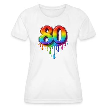 80 Rainbow Retro Number - Women's Functional T-Shirt - white - Front - AI Model Female 172 dark (172cm)