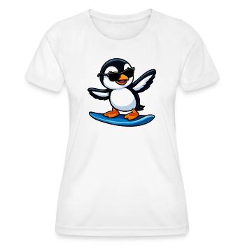 Surfeur Cool Penguin Surfant les vagues Sports d’été - T-shirt sport Femme - blanc - Devant - AI Model Female 172 dark (172cm)