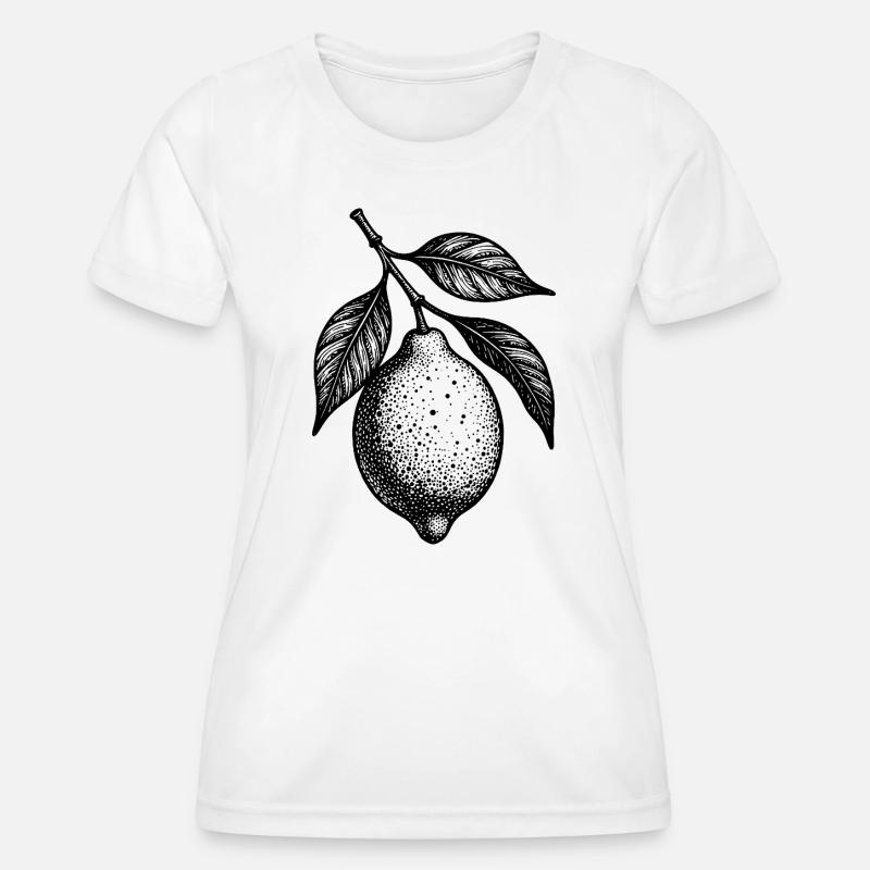 Illustration lemon hanging stippled texture - Women's Functional T-Shirt - white