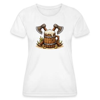 Bierfass mit Äxten Wikinger - Frauen Funktions-T-Shirt - Weiß - Vorne - AI Model Female 172 dark (172cm)