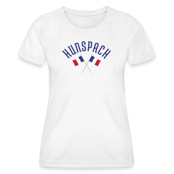 Gewölbtes HUNSPACH mit gekreuzten französischen Flaggen - Frauen Funktions-T-Shirt - Weiß - Vorne - AI Model Female 172 dark (172cm)