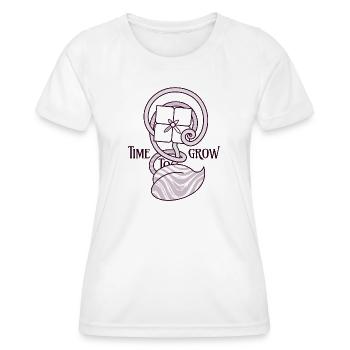 Blumenuhr – Jugendstil-Wachstumsdesign - Frauen Funktions-T-Shirt - Weiß - Vorne - AI Model Female 172 dark (172cm)