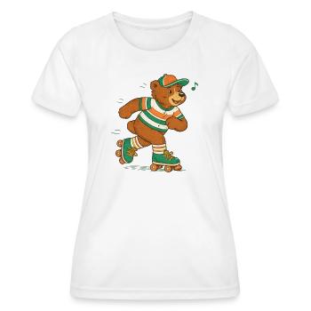 Retro Bear on Roller Skates - Women's Functional T-Shirt - white - Front - AI Model Female 172 dark (172cm)