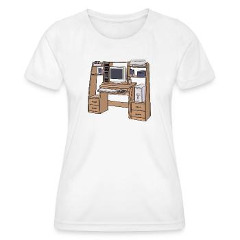 Retro-Computerschreibtisch-Setup 90er 2000er Nostalgie - Frauen Funktions-T-Shirt - Weiß - Vorne - AI Model Female 172 dark (172cm)