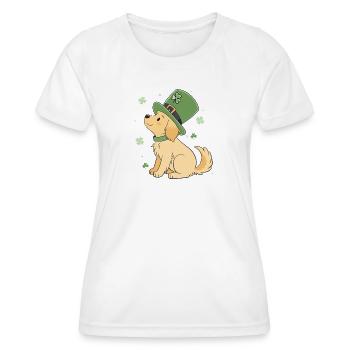 Laabrador Dog Hat Green Clover Lucky Charm - Women's Functional T-Shirt - white - Front - AI Model Female 172 dark (172cm)