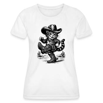 Cow-boy chat dans le désert - T-shirt sport Femme - blanc - Devant - AI Model Female 172 dark (172cm)