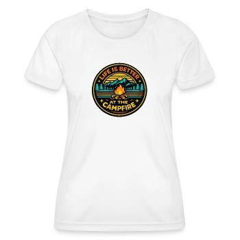 Lagerfeuerleben: Natur & Wärme - Frauen Funktions-T-Shirt - Weiß - Vorne - AI Model Female 172 dark (172cm)