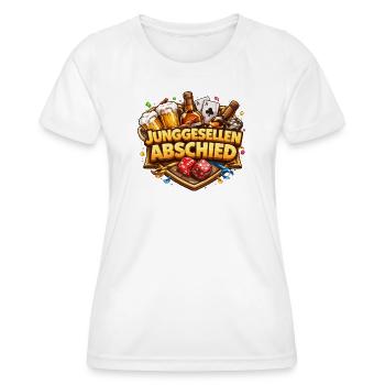 Junggesellenabschied Bierwettstreit - Frauen Funktions-T-Shirt - Weiß - Vorne - AI Model Female 172 dark (172cm)