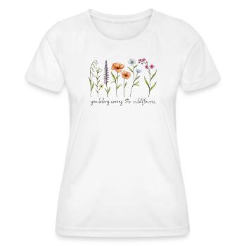 Minimalistische Wildblumen-Linienkunst – Elegant - Frauen Funktions-T-Shirt - Weiß - Vorne - AI Model Female 172 dark (172cm)