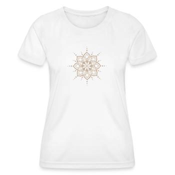 Beige Mandala Blütenblüte - Frauen Funktions-T-Shirt - Weiß - Vorne - AI Model Female 172 dark (172cm)