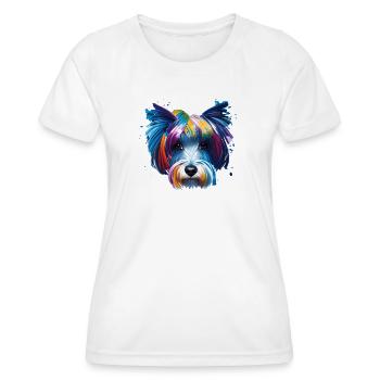 Havanesisches Hundeporträt Abstrakte Splash-Kunst - Frauen Funktions-T-Shirt - Weiß - Vorne - AI Model Female 172 dark (172cm)