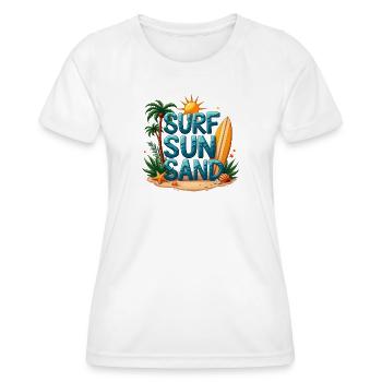 Surfen Sonne Sand Strand Design - Frauen Funktions-T-Shirt - Weiß - Vorne - AI Model Female 172 dark (172cm)