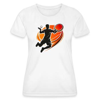 Table Tennis Serve Shirt Ping Pong Player - Women's Functional T-Shirt - white - Front - AI Model Female 172 dark (172cm)