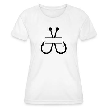Fischhaken-Name Monogramm - Frauen Funktions-T-Shirt - Weiß - Vorne - AI Model Female 172 dark (172cm)