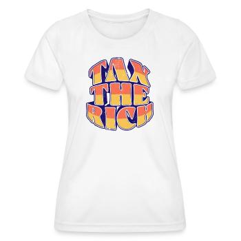 Taxer les riches - T-shirt sport Femme - blanc - Devant - AI Model Female 172 dark (172cm)