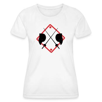 Fencing Logo Masks and Cross Blades Red - Women's Functional T-Shirt - white - Front - AI Model Female 172 dark (172cm)