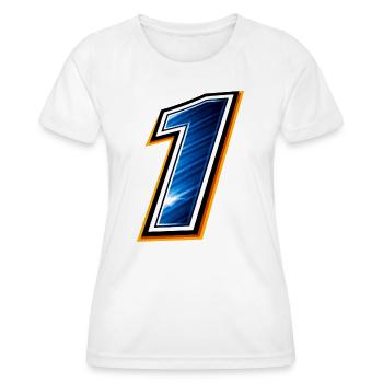 Numéro 1 Maillot de football Design sportif minimaliste - T-shirt sport Femme - blanc - Devant - AI Model Female 172 dark (172cm)