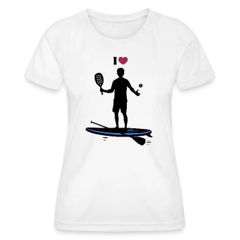 I love padel - humor, paddle and sport - Women's Functional T-Shirt - white - Front - AI Model Female 172 dark (172cm)