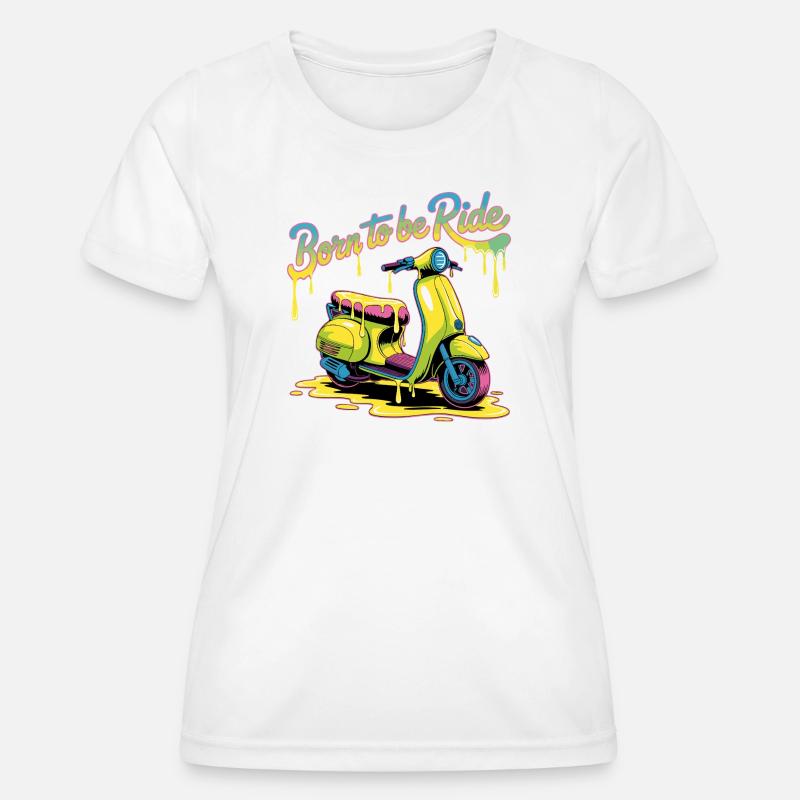Born To Ride Scooter Neon Splash - Women's Functional T-Shirt - white
