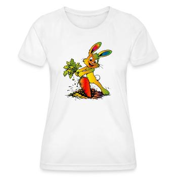 Dessin animé avec carotte : design drôle de Pâques - T-shirt sport Femme - blanc - Devant - AI Model Female 172 dark (172cm)