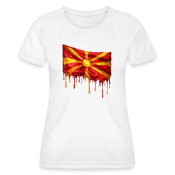 Chute du drapeau macédonien - T-shirt sport Femme - blanc - Devant - AI Model Female 172 dark (172cm)
