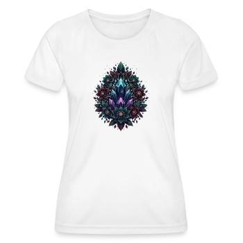 Kristall-MandalaBlütenkreis - Frauen Funktions-T-Shirt - Weiß - Vorne - AI Model Female 172 dark (172cm)