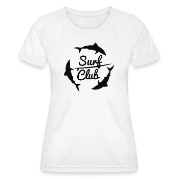 Surf Club Shark Ocean Surfing Beach Vintage Design - Frauen Funktions-T-Shirt - Weiß - Vorne - AI Model Female 172 dark (172cm)