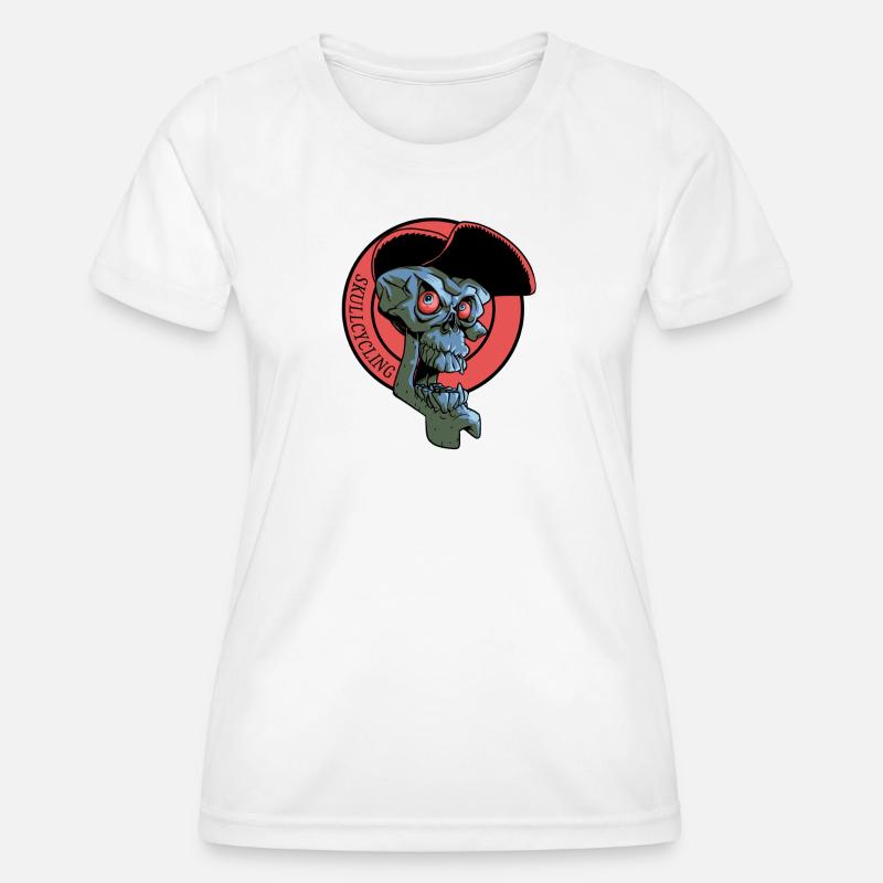 Laughing Cyclist's Skull - Women's Functional T-Shirt - white