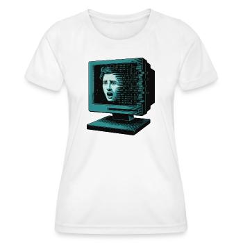 Retro Computer Terror Retroglitch AI - Women's Functional T-Shirt - white - Front - AI Model Female 172 dark (172cm)