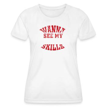 want to See My Air Guitar Skills Funny Rocker Design - Women's Functional T-Shirt - white - Front - AI Model Female 172 dark (172cm)