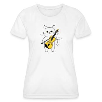 Cute Cat Playing Cello Chat - T-shirt sport Femme - blanc - Devant - AI Model Female 172 dark (172cm)