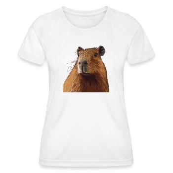 Kuscheliger Capybara Porträt - Frauen Funktions-T-Shirt - Weiß - Vorne - AI Model Female 172 dark (172cm)