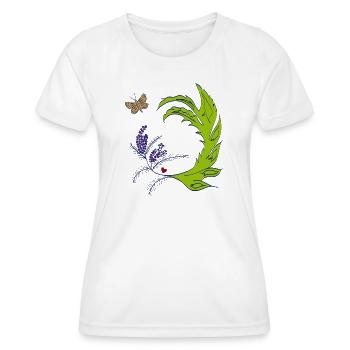 Lavendelkranz mit Schmetterling - Frauen Funktions-T-Shirt - Weiß - Vorne - AI Model Female 172 dark (172cm)