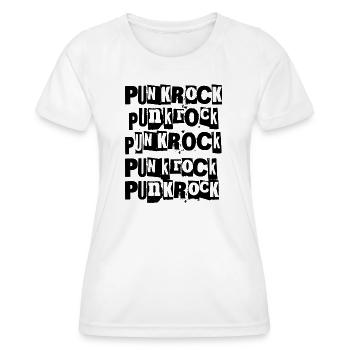 Punkrock Bold Distressed Typografie-Design - Frauen Funktions-T-Shirt - Weiß - Vorne - AI Model Female 172 dark (172cm)