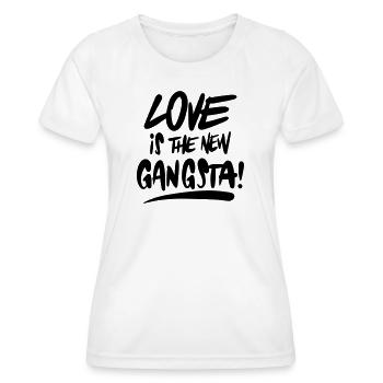 L’amour, c’est le nouveau gangsta - T-shirt sport Femme - blanc - Devant - AI Model Female 172 dark (172cm)