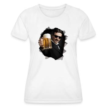 Nikola with beer and sunglasses - Women's Functional T-Shirt - white - Front - AI Model Female 172 dark (172cm)