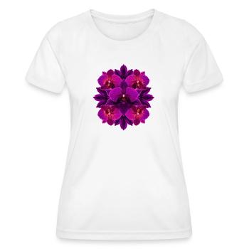 Mandala Orchidee Lila Glow - Frauen Funktions-T-Shirt - Weiß - Vorne - AI Model Female 172 dark (172cm)