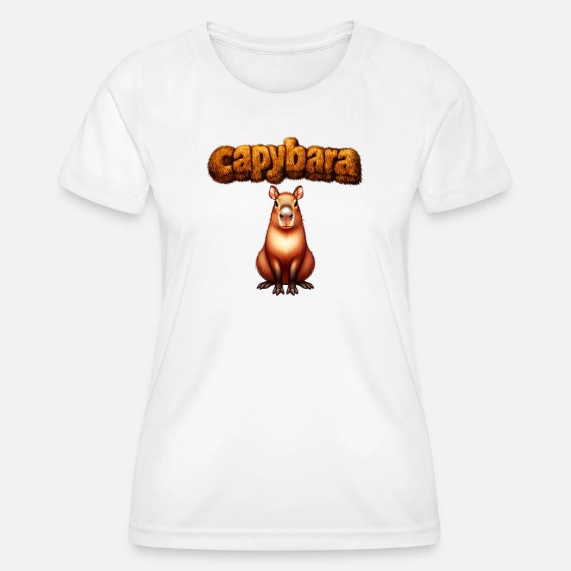 Hairy Capybara Artwork - Women's Functional T-Shirt - white