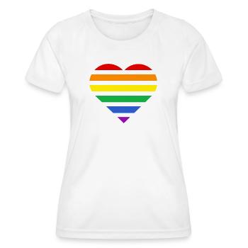 Pride Flag Heart · Classic Rainbow - Women's Functional T-Shirt - white - Front - AI Model Female 172 dark (172cm)