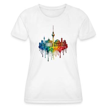 Berlin mit farbenfroh verlaufender Farbe - Frauen Funktions-T-Shirt - Weiß - Vorne - AI Model Female 172 dark (172cm)