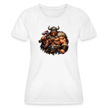 Wikinger-Krieger mit Axt - Frauen Funktions-T-Shirt - Weiß - Vorne - AI Model Female 172 dark (172cm)
